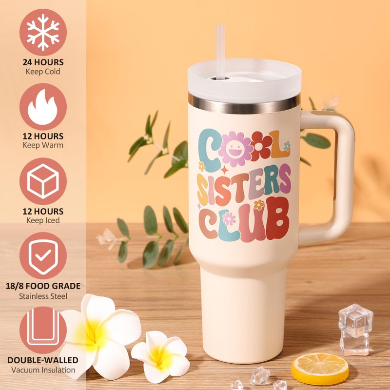 Partylamb Sisters Gifts from Sister  Birthday Mothers Day Gifts for Little Big Sisters Gift for Sister in Law Thinking of You Gift from Brother  Friends  Bestie  Cool Care Package with 40 OZ Tumbler Makeup Bag - Image 4